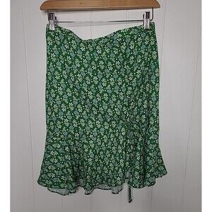 Max Studio Skirt Womens Small Green Ditsy Floral Mini Flare Summer Cottagecore